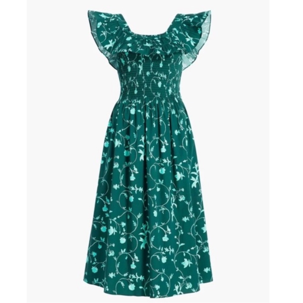 Hill House Akilah Midi Dress in Green Botanical - Picture 2 of 7